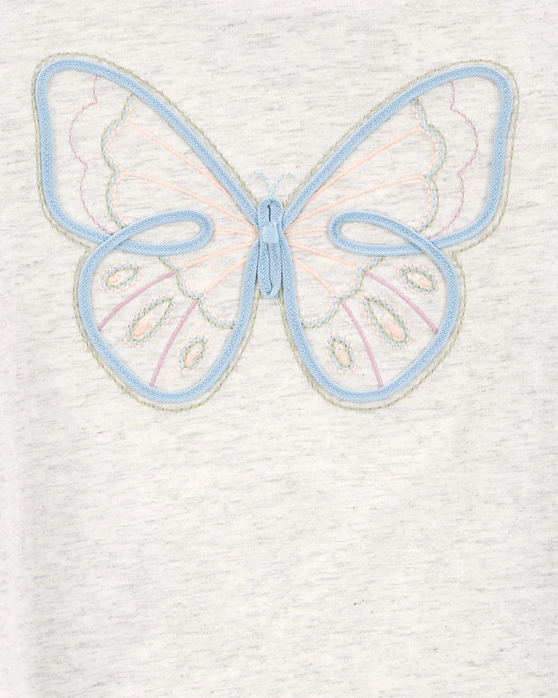 Kid Butterfly Jersey Long-Sleeve Boxy Fit Tee - Grey