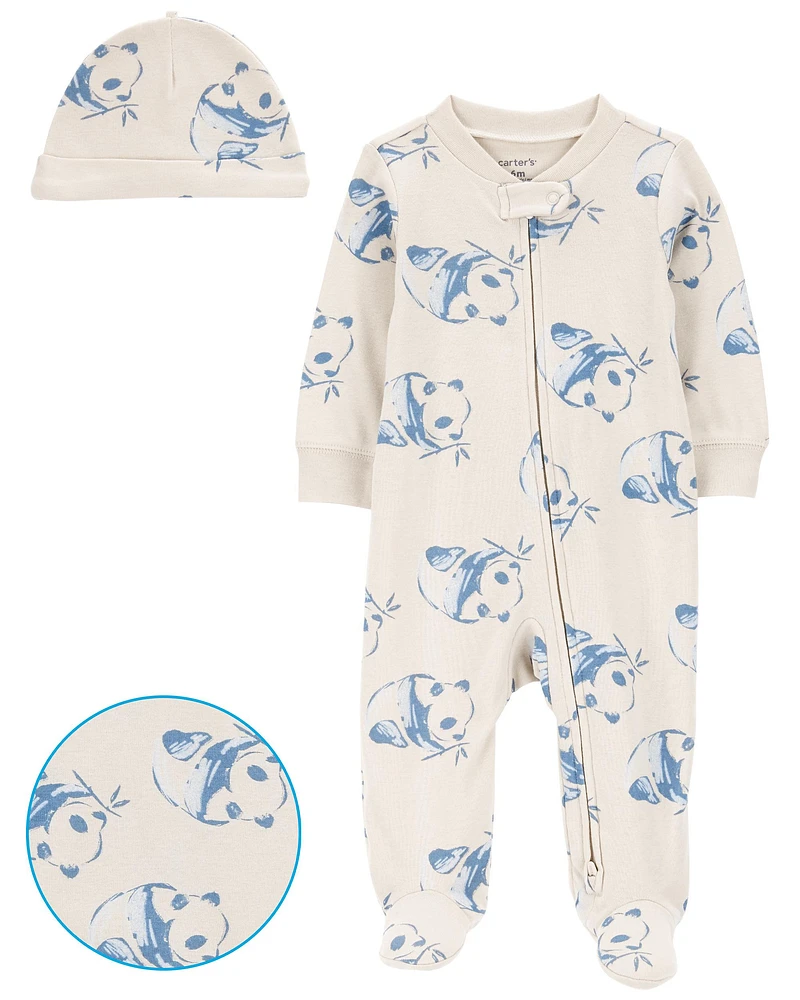 Baby Panda 2-Piece Sleeper Pyjamas and Cap Set