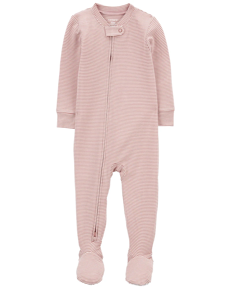 Toddler Girl 1-Piece Striped PurelySoft Footie Pyjamas
