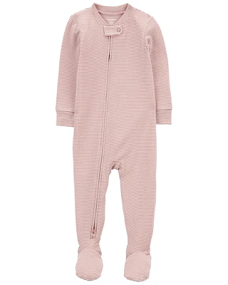 Toddler Girl 1-Piece Striped PurelySoft Footie Pyjamas