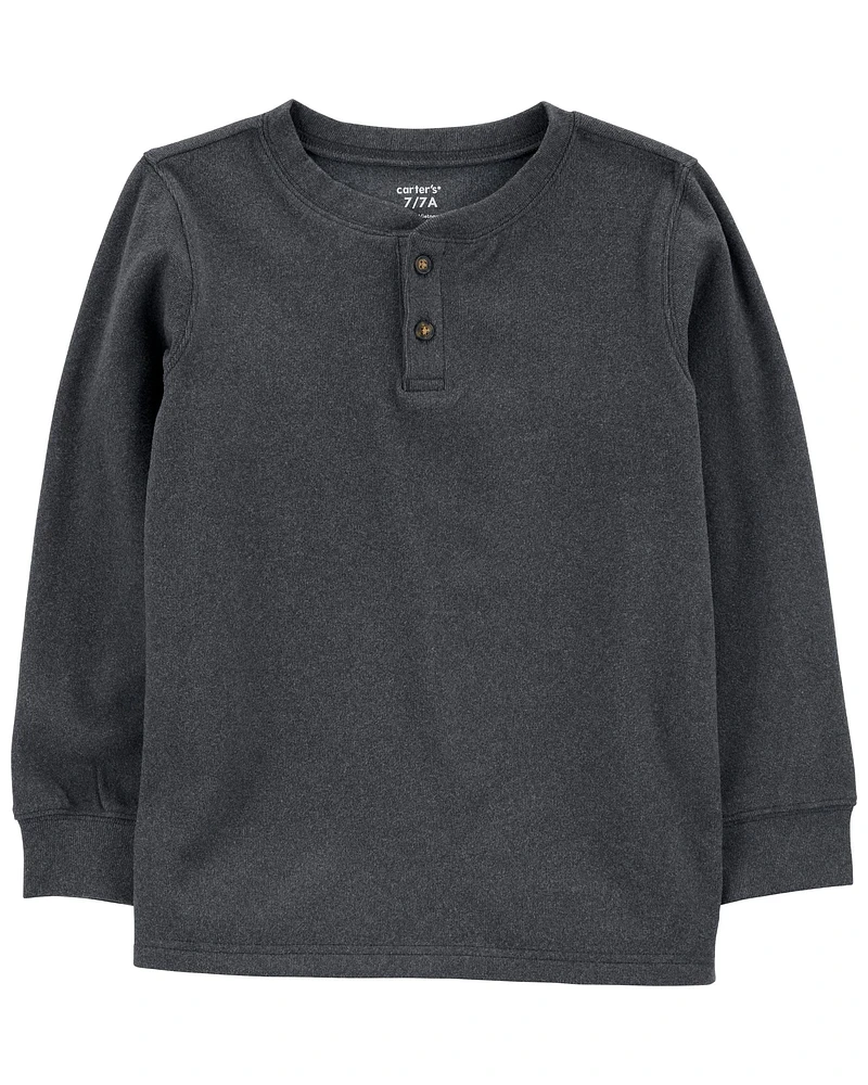 Drop Needle Long-Sleeve Henley Tee