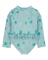 Toddler Girl 1-Piece Coral Print Rashguard