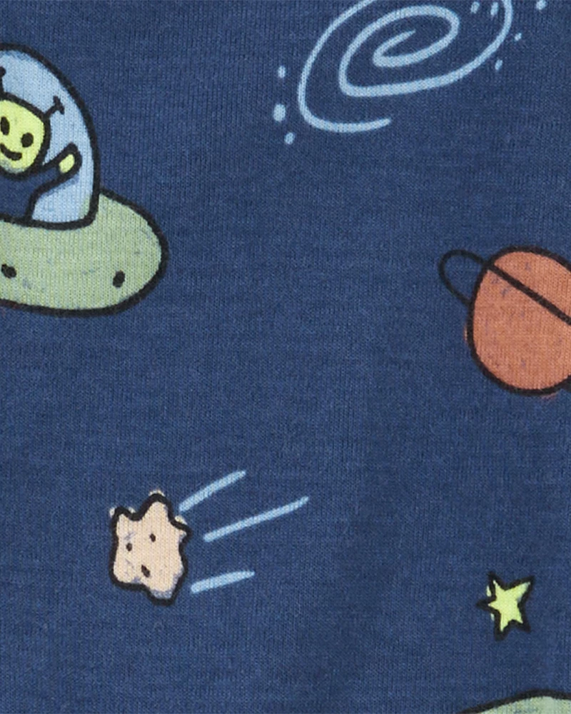 Toddler Boy 1-Piece Space Print 100% Snug Fit Cotton Footie Pyjamas