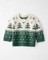 Baby Organic Cotton Evergreen Fair Isle Sweater