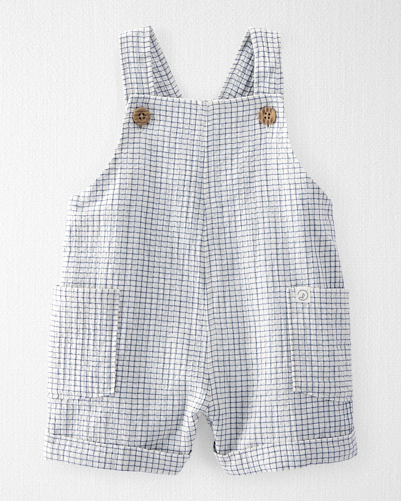Baby Organic Cotton Checkered-Print Shortalls