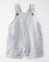 Baby Organic Cotton Checkered-Print Shortalls