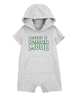 Baby "Chill Mood" Hooded Romper -Grey