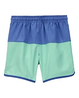 Kid Colourblock Swim Trunks - Green/Blue