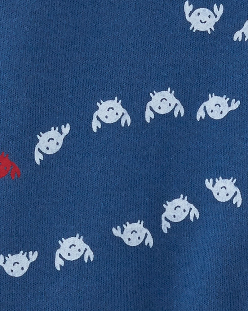 Baby Crab 2-Way Zip Cotton Sleeper Pyjamas