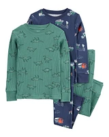 Baby 4-Piece Dinosaur & Trucks Cotton Blend Pyjamas