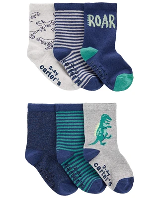 Toddler 6-Pack Dinosaur Socks