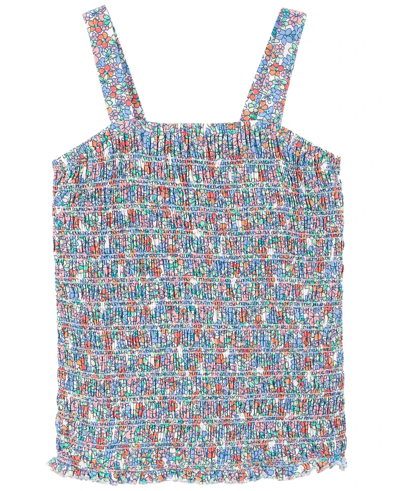 Kid Floral Print Smocked Tank