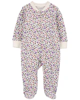 Bébé Grenouillère à fermeture glissière 2 sens en coton motif de fleurs