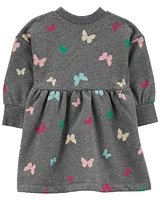 Baby Butterfly Long-Sleeve Velour Dress