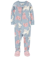 1-Piece Cat 100% Snug Fit Cotton Footie Pajamas