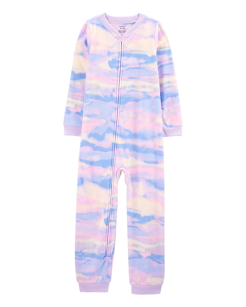 Kid 1-Piece Tie-Dye Fleece Footless Pyjamas