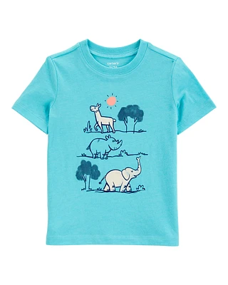 Toddler Zoo Animals Short-Sleeve Graphic Tee - Blue