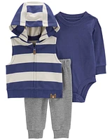 Baby 3-Piece Striped Little Vest Set