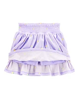 Toddler Striped Lemon Print Skort - Purple