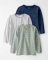 Kid 3-Pack Organic Cotton Long-Sleeve Stretch Jersey Tees