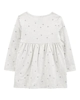 Toddler Glitter Polka Dot Long-Sleeve Jersey Dress