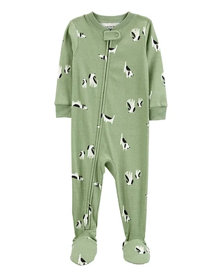 Toddler 1-Piece Dog 100% Snug Fit Cotton Footie Pyjamas