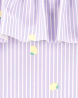 Toddler 1-Piece Striped Lemon Swimsuit - Purple