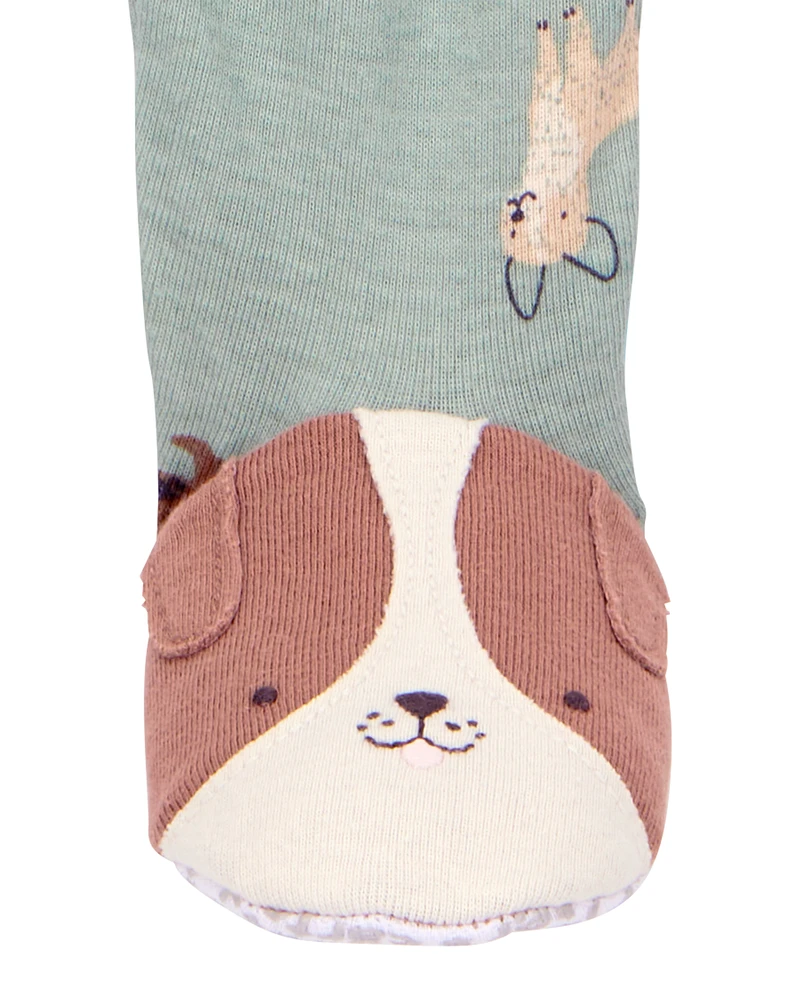 Toddler Boy 1-Piece Dog Print 100% Snug Fit Cotton Footie Pyjamas