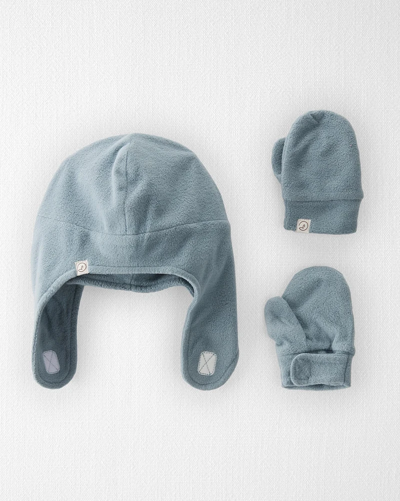 Toddler 2-Pack Recycled Fleece Hat and Mittens Set