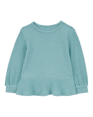 Baby Waffle Knit Thermal Peplum Top