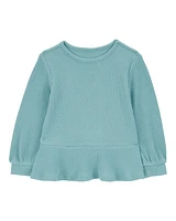 Baby Waffle Knit Thermal Peplum Top