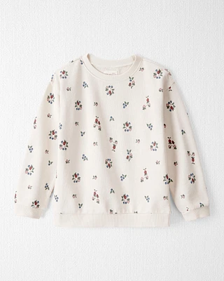 Kid Organic Cotton French Terry Sweatshirt Berry Blossom Print