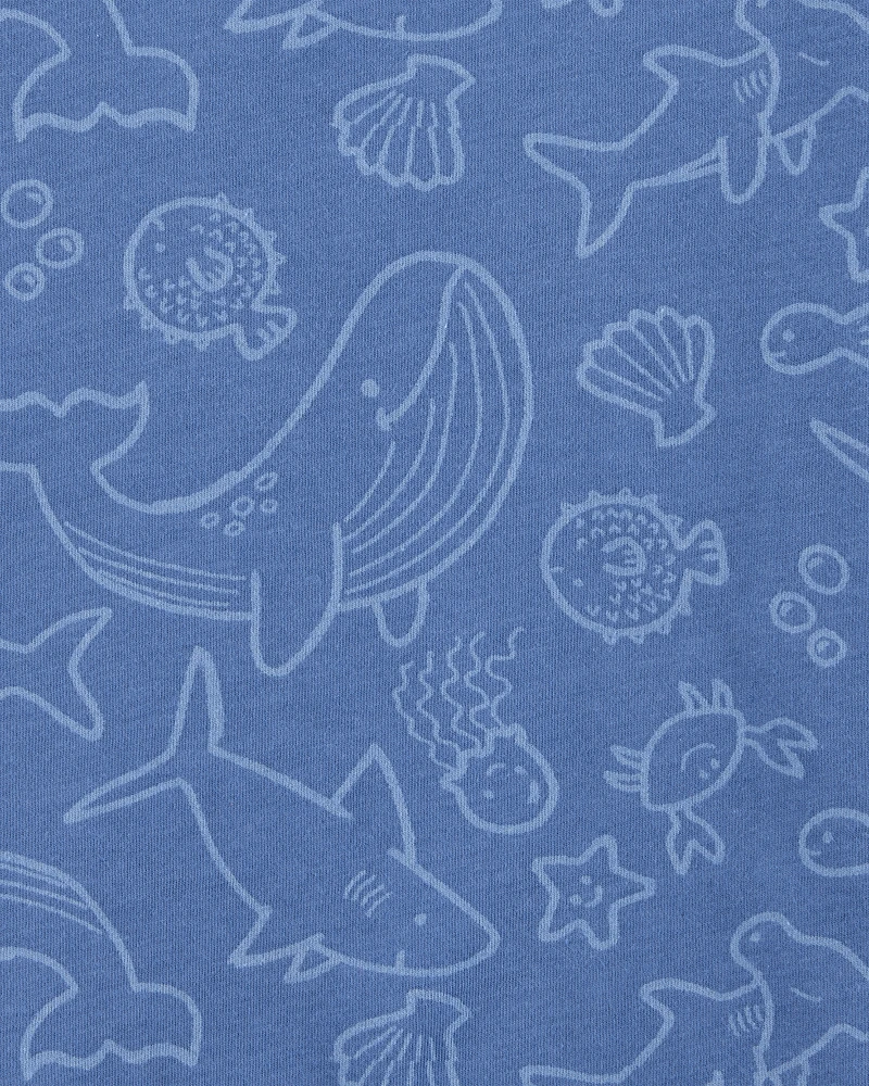 Sea Animals Print Knit Short-Sleeve Tee