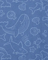 Sea Animals Print Knit Short-Sleeve Tee