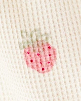 Baby Strawberry Print Waffle Knit Shorts - Ivory