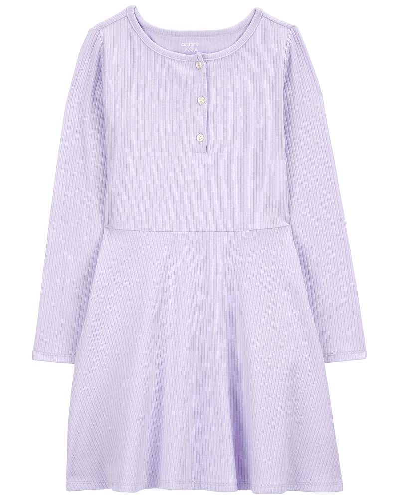 Kid Long-Sleeve Ribbed Dress