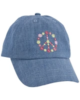 Casquette en chambray à symbole de la paix