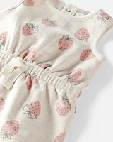 Baby Organic Cotton Strawberry-Print Romper