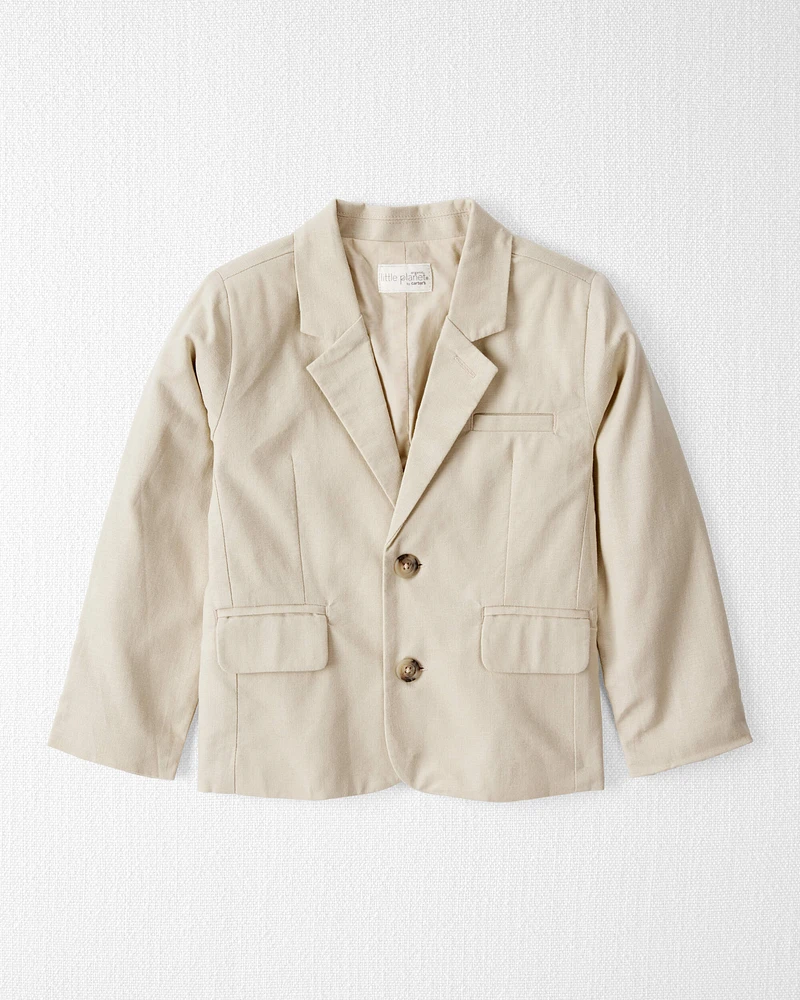 Toddler Linen Suit Jacket Made With Organic Cotton - Khaki
