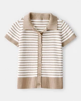 Kid Striped Button-Down Short-Sleeve Tee