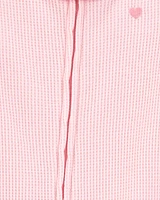 Toddler Heart Waffle Knit Footie 1-Piece Pyjamas - Pink