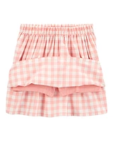 Kid 2-Piece Gingham Skort Outfit Set - Pink