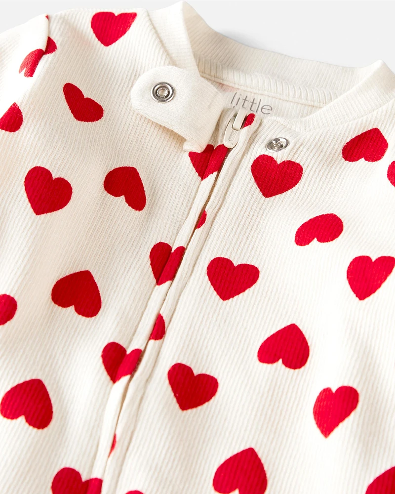 Baby Organic Cotton Sleep & Play Pyjamas Hearts