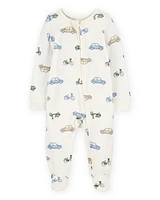Baby Car Print 2-Way Zip PurelySoft Sleeper Pyjamas - Ivory