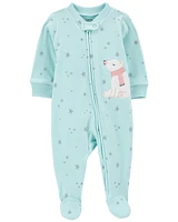 Baby Polar Bear Fleece Zip-Up Footie Sleep & Play Pajamas