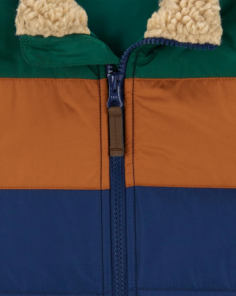 Kid Colourblock Zip-Up Puffer Vest