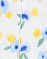 Baby Floral Waffle Knit Footie 1-Piece Pyjamas