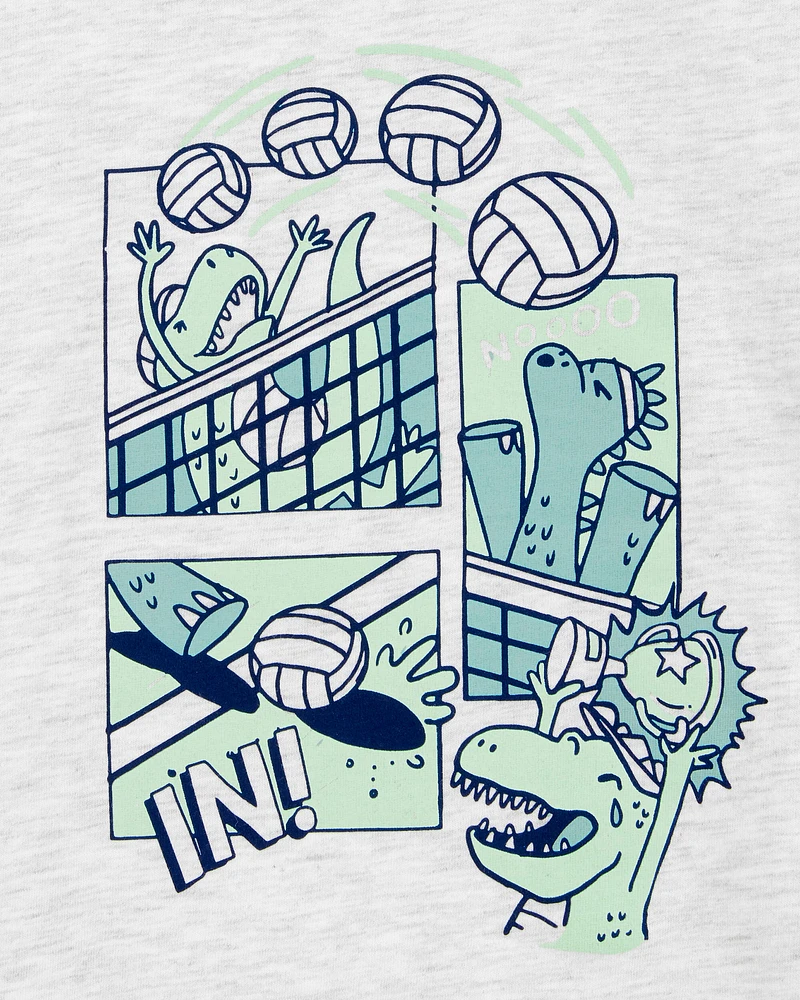 Toddler Volleyball Short-Sleeve Graphic Tee - White