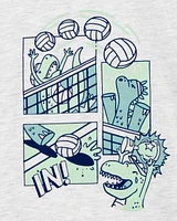 Toddler Volleyball Short-Sleeve Graphic Tee - White