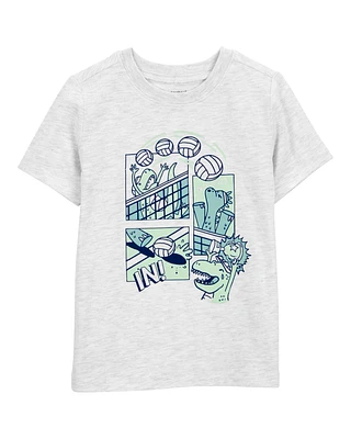 Toddler Volleyball Short-Sleeve Graphic Tee - White